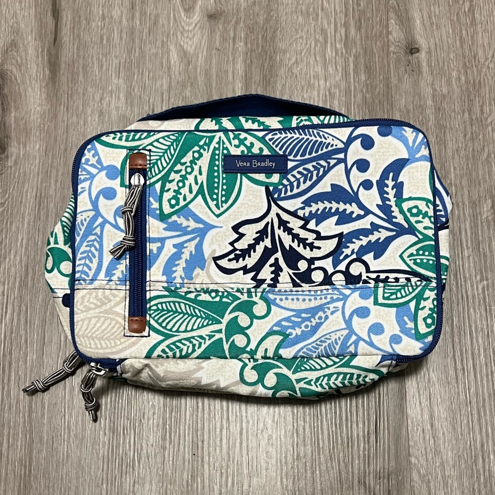 Vera Bradley Green and Blue Leaf Pattern Cosmetic/Organizer Bag - Picture 5 of 7
